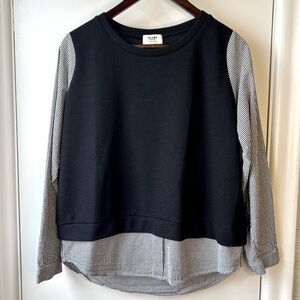 🇯🇵 Authentic BEAMS Heart Japan Mixed Media Preppy Knit / seersucker Top
